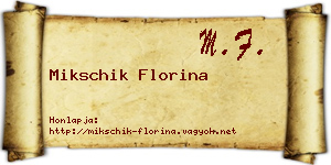 Mikschik Florina névjegykártya
